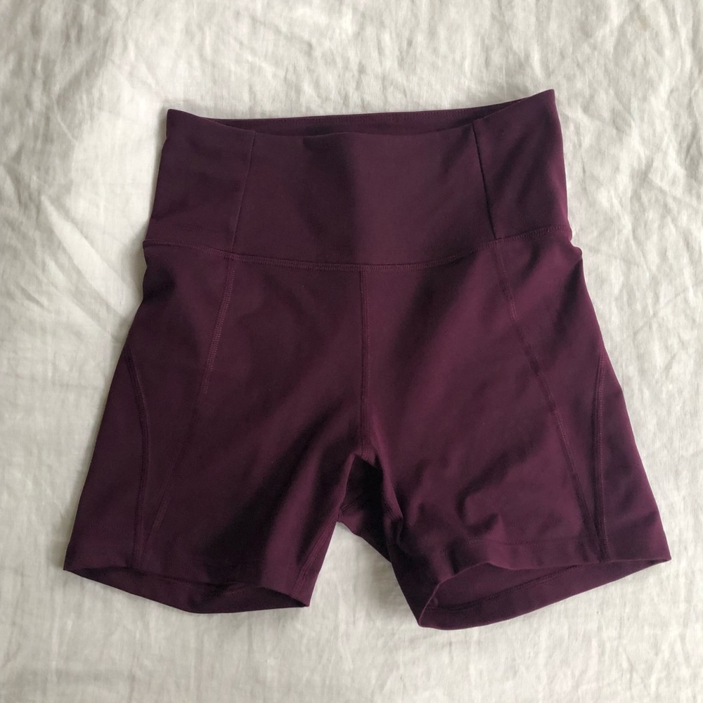 Girlfriend Collective Plum High Rise Run Short